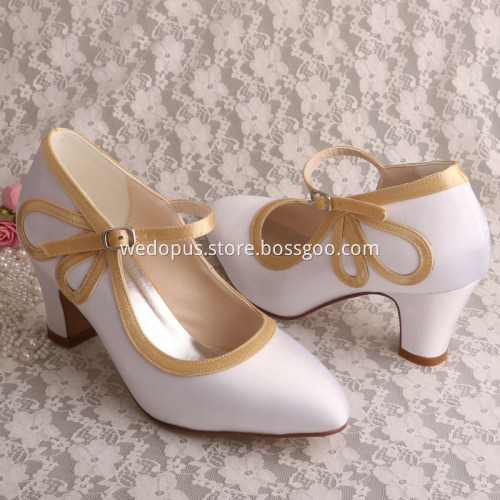 Comfortable Court Shoes for Women White Satin